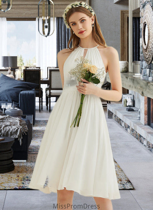 Madeline A-Line Knee-Length Chiffon Wedding Dress HMP0013778