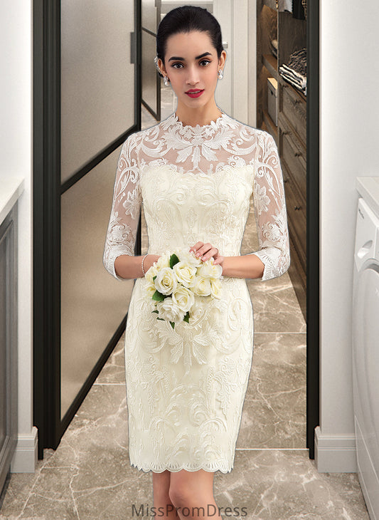 Liberty Sheath/Column High Neck Knee-Length Lace Wedding Dress HMP0013781