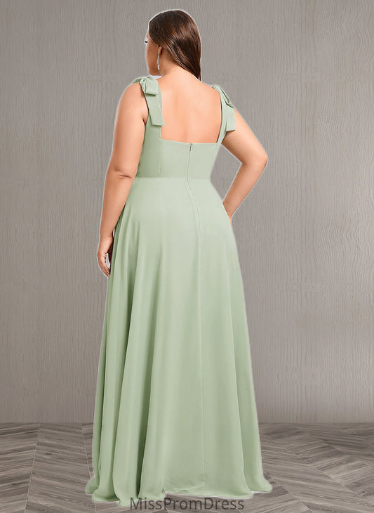 Arianna A-line Square Floor-Length Chiffon Prom Dresses With Bow HMP0025876