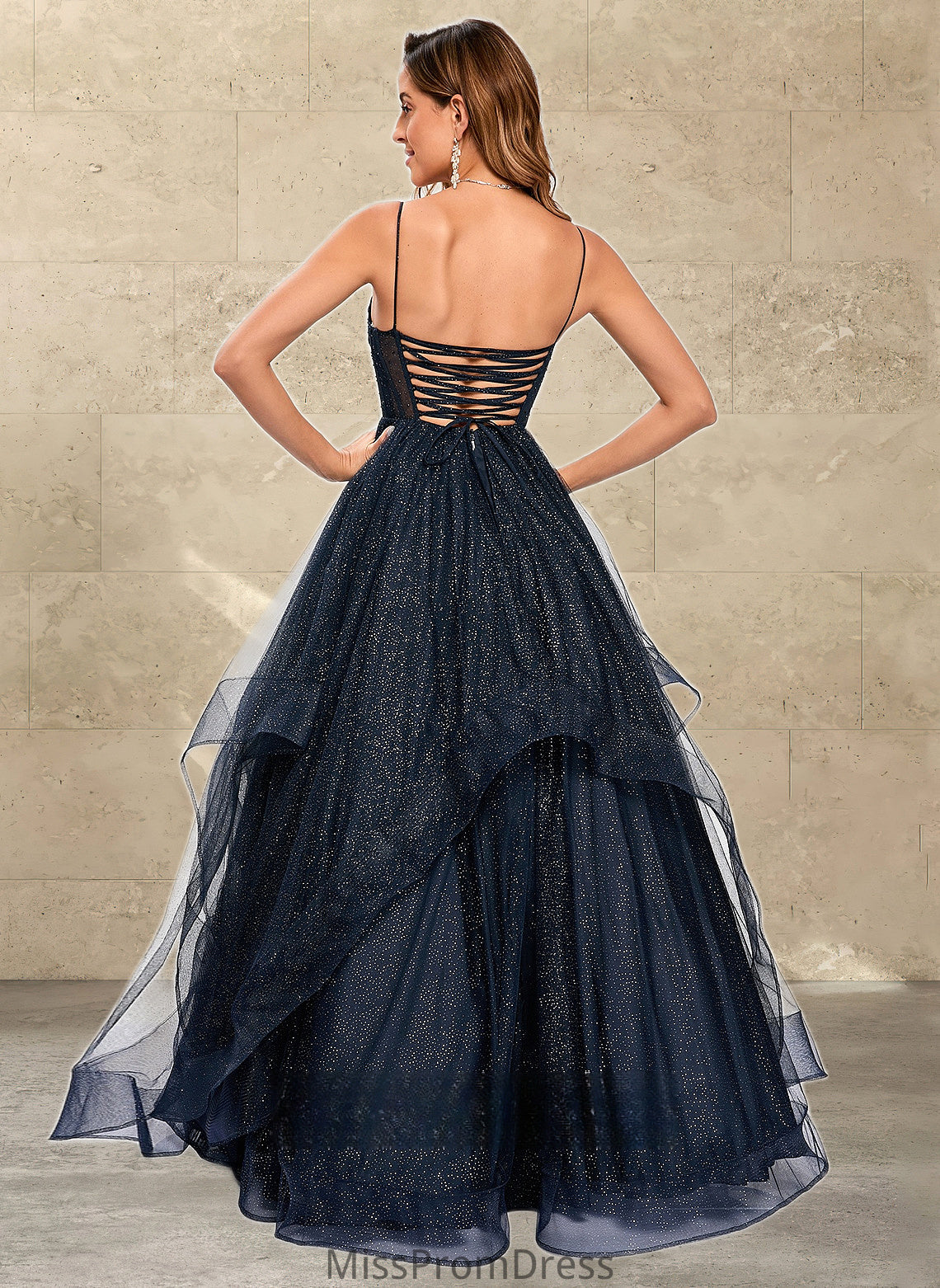 Rosa Ball-Gown/Princess V-Neck Floor-Length Tulle Prom Dresses HMP0025863