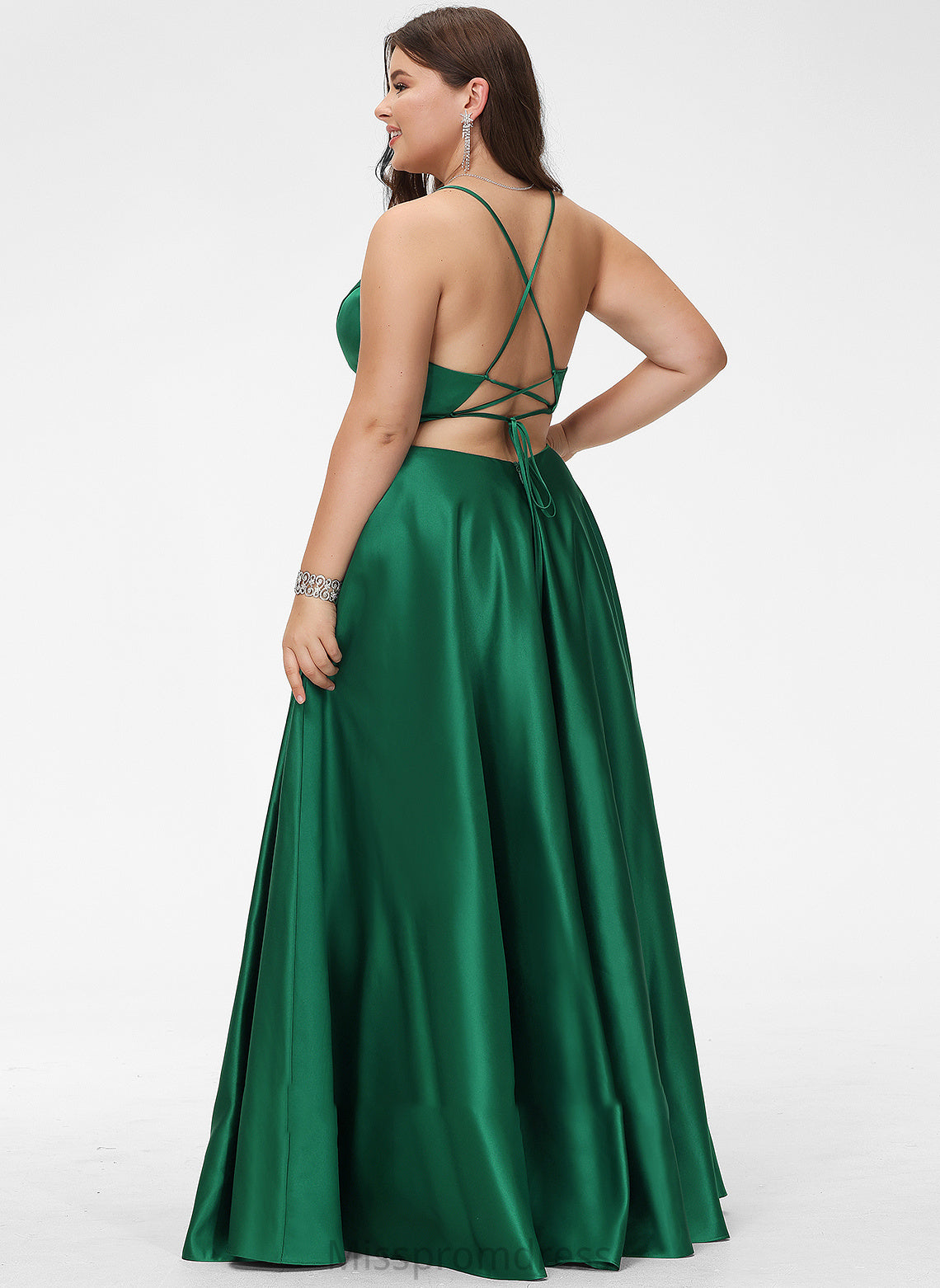 Floor-Length Satin V-neck Pancy A-Line Prom Dresses