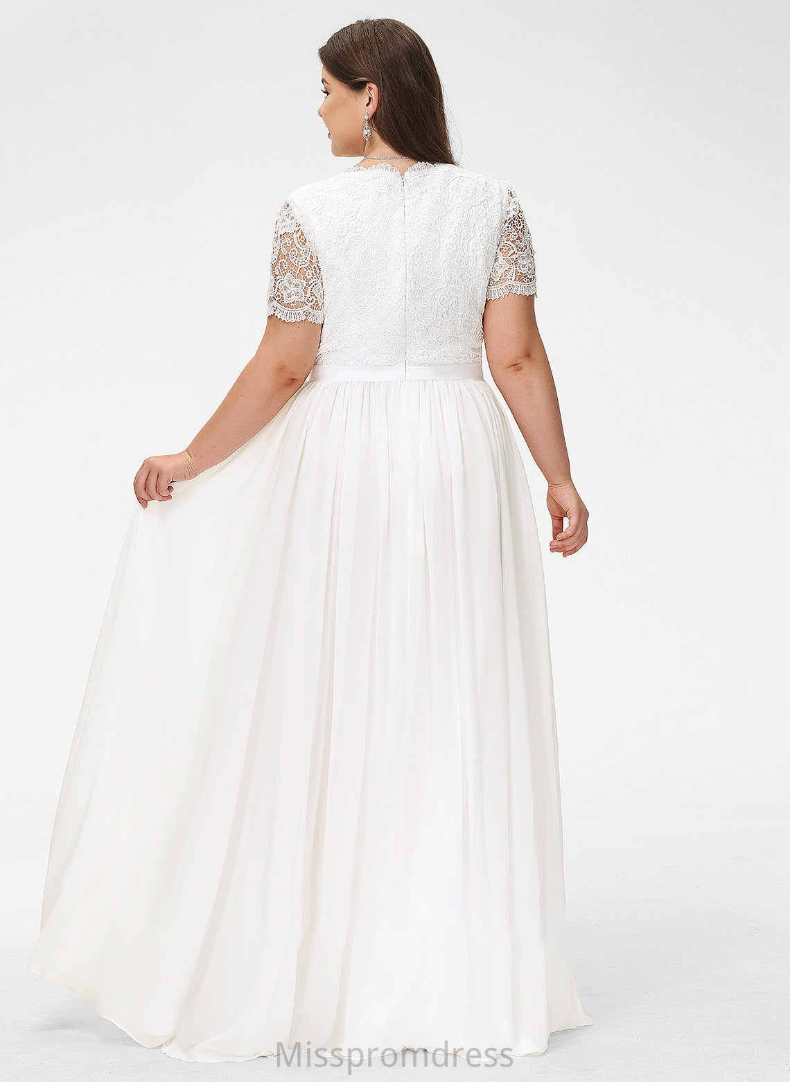 Lace Floor-Length Wedding Dress Chiffon Wedding Dresses Anaya A-Line V-neck