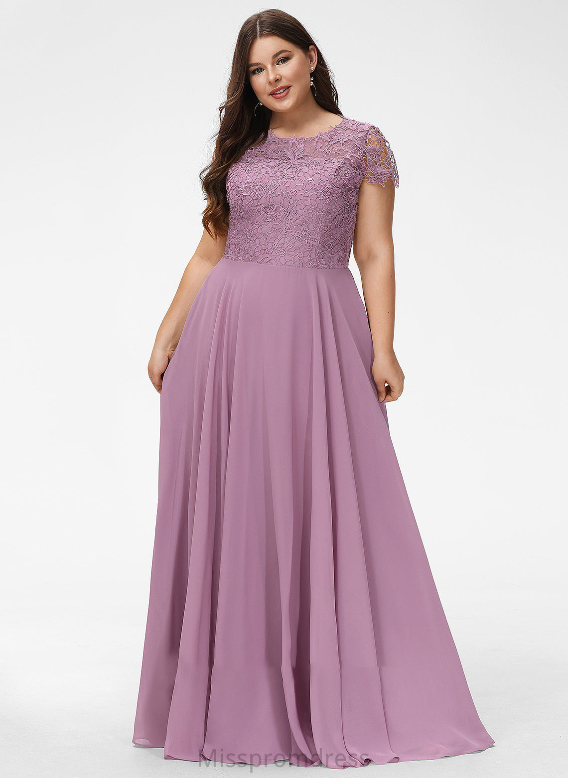 Prom Dresses Samara Scoop Pockets Chiffon Lace Neck With A-Line Floor-Length