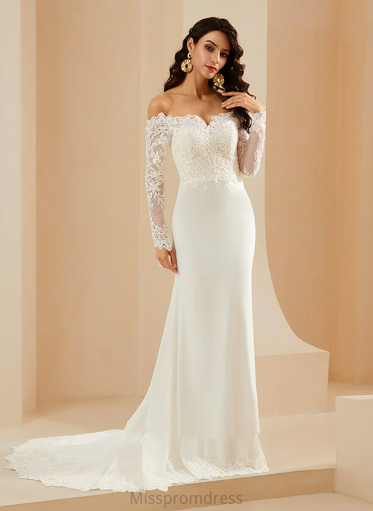 Court Wedding Dresses Ryleigh Lace Trumpet/Mermaid Off-the-Shoulder Train With Dress Wedding