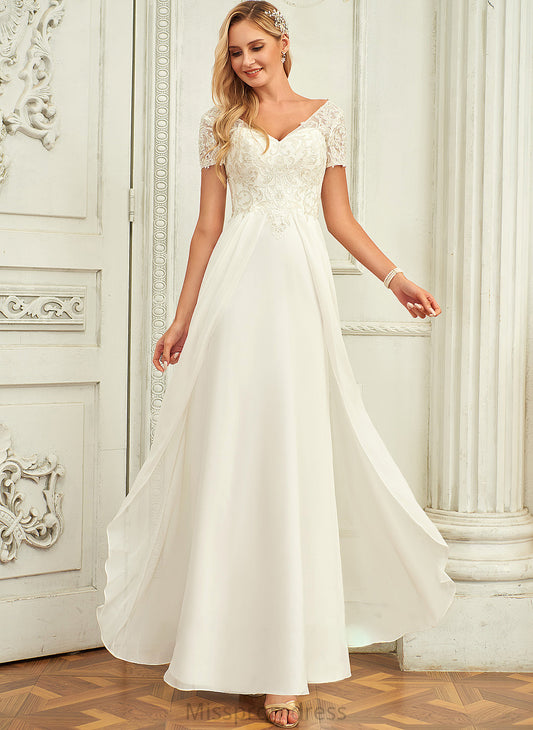 Lace Dress Wedding Lace A-Line Chiffon V-neck With Floor-Length Wedding Dresses Nola