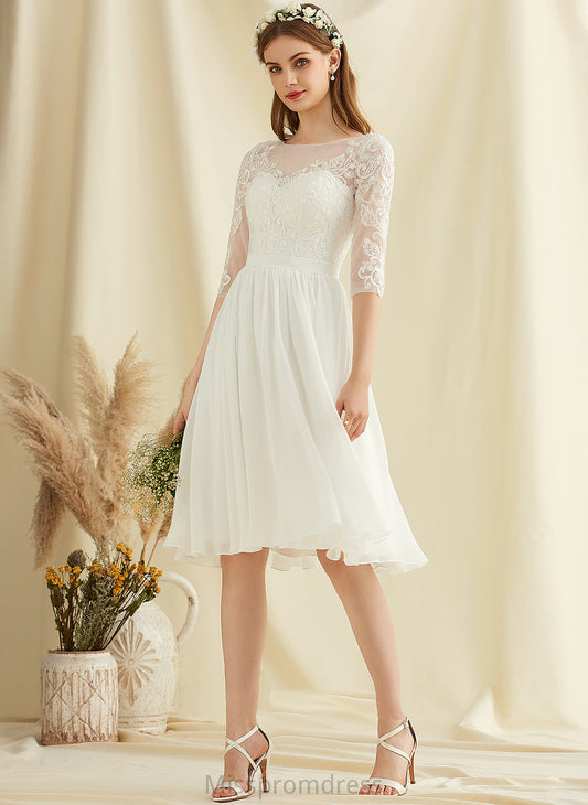 A-Line Wedding Dresses Wedding With Alexus Sequins Lace Dress Knee-Length Chiffon