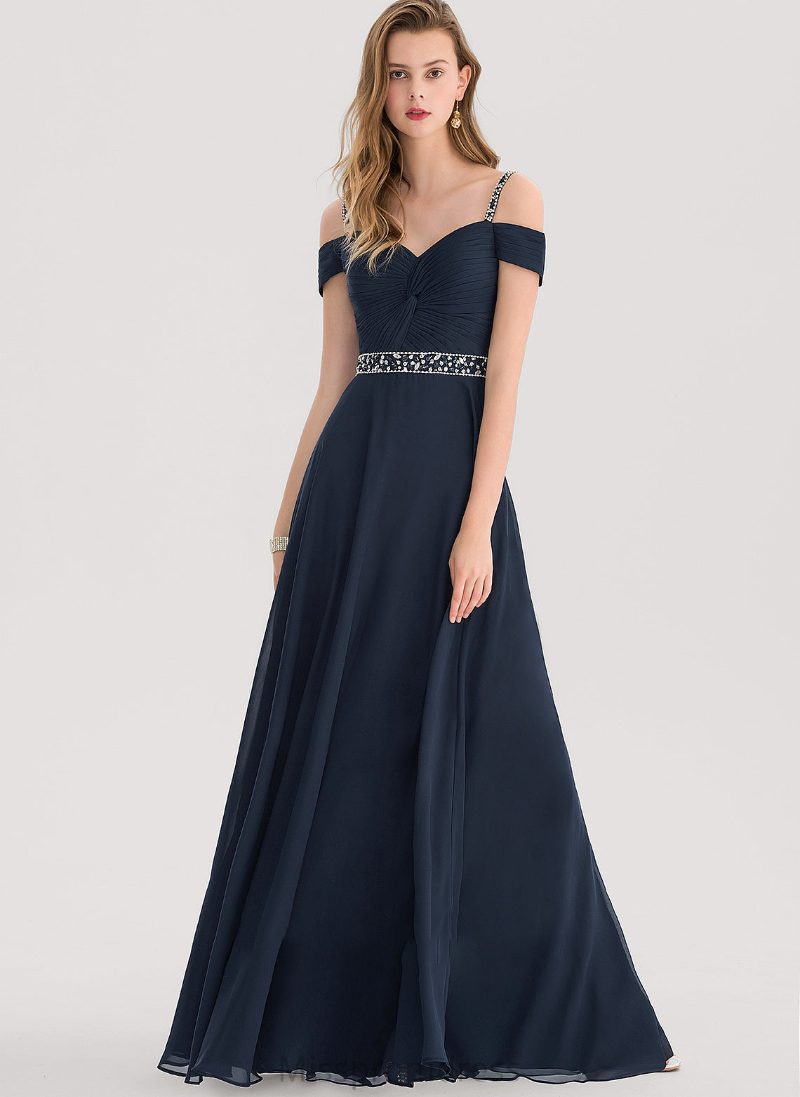 Chiffon With Sweetheart Beading A-Line Floor-Length Prom Dresses Sequins Gillian