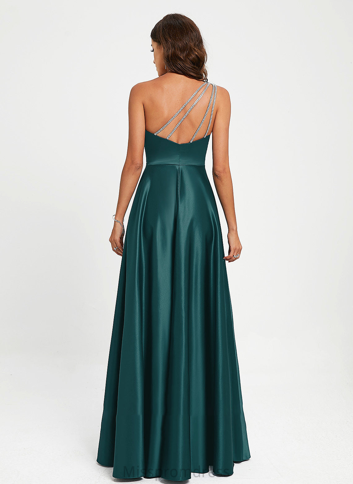 Beading With A-Line Rowan Prom Dresses Satin Floor-Length One-Shoulder