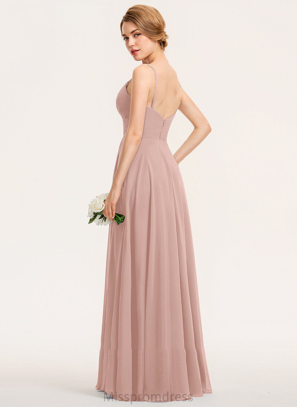 Kailey Floor-Length A-Line Chiffon V-neck Pockets With Ruffle Prom Dresses