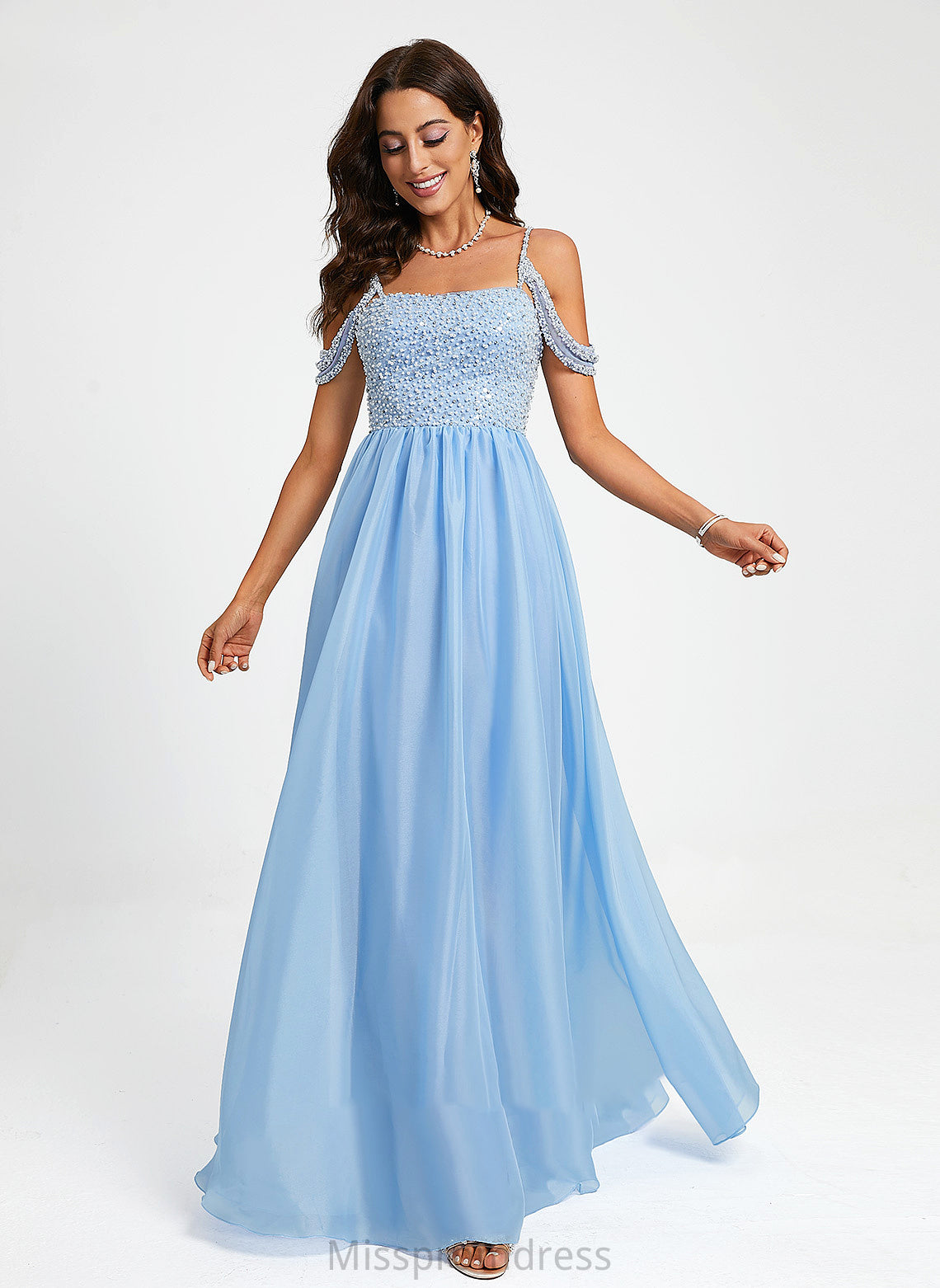 Beading Allie With Sweetheart Sequins Organza Floor-Length Prom Dresses Ball-Gown/Princess