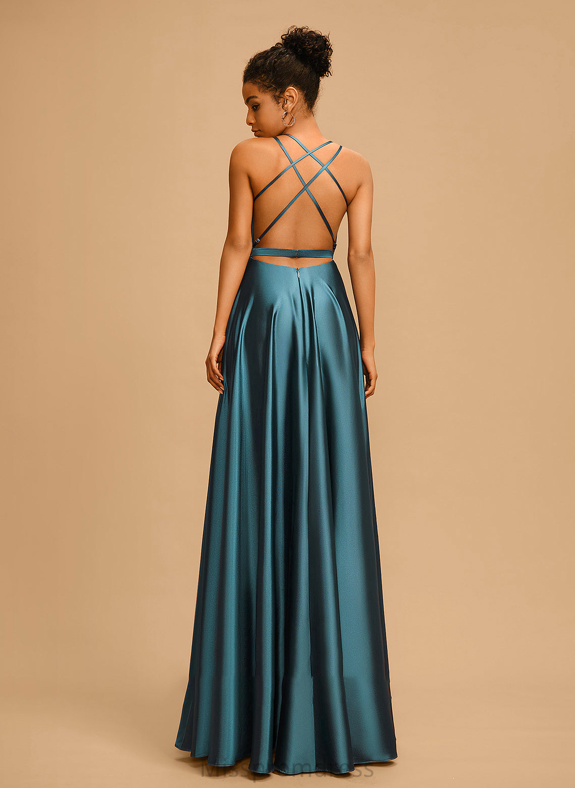 Cowl Floor-Length Satin Prom Dresses Neck A-Line Cristina