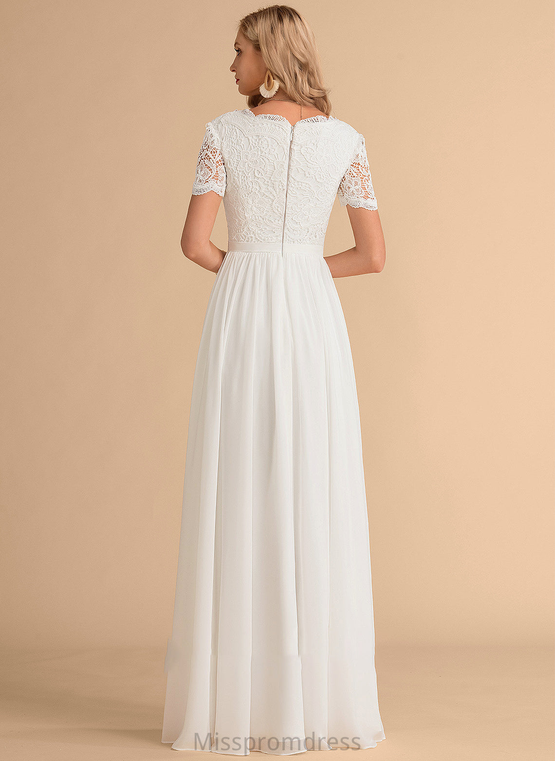 Lace Floor-Length Wedding Dress Chiffon Wedding Dresses Anaya A-Line V-neck