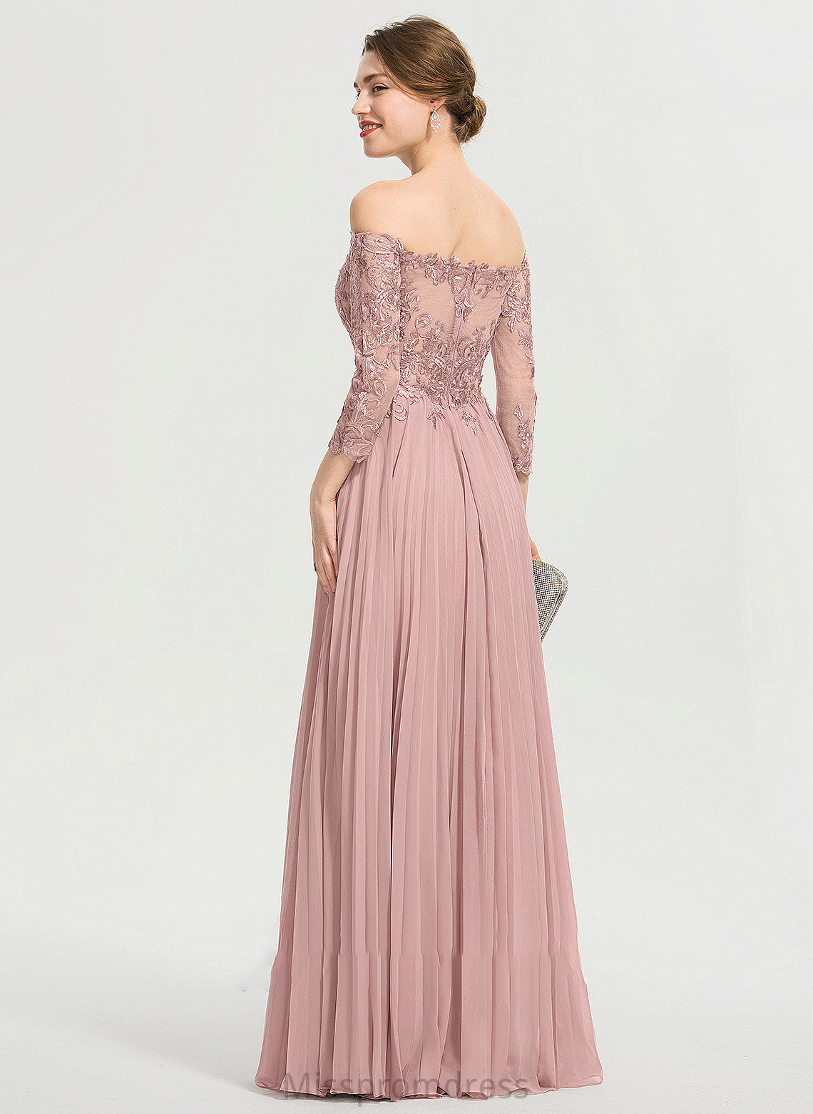 Off-the-Shoulder Rhoda With Pleated Chiffon Prom Dresses Ball-Gown/Princess Sequins Floor-Length