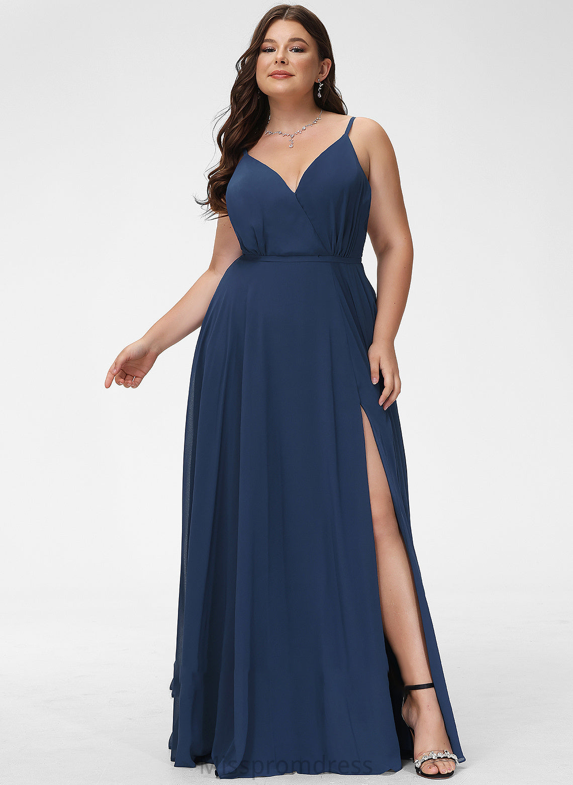 With Floor-Length A-Line Prom Dresses Ella Split V-neck Front