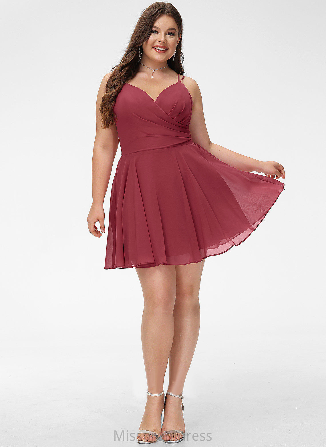 Short/Mini A-Line Chiffon Prom Dresses With V-neck Rylie Ruffle