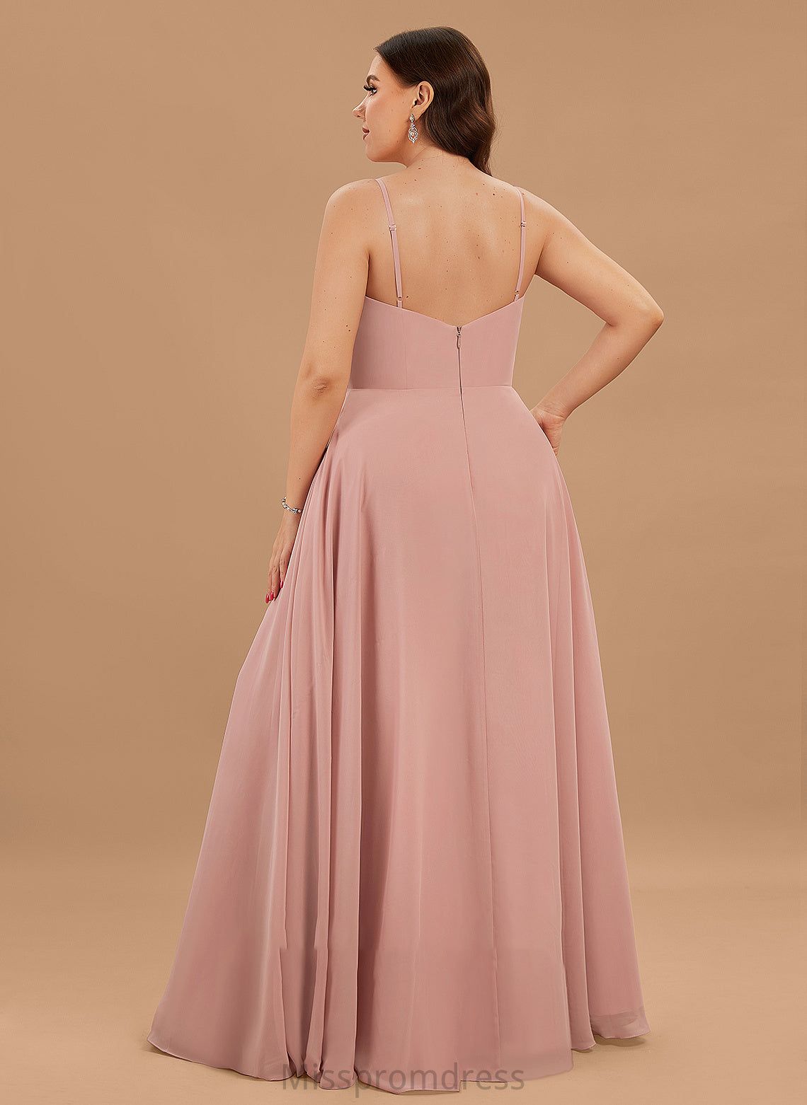 Kailey Floor-Length A-Line Chiffon V-neck Pockets With Ruffle Prom Dresses