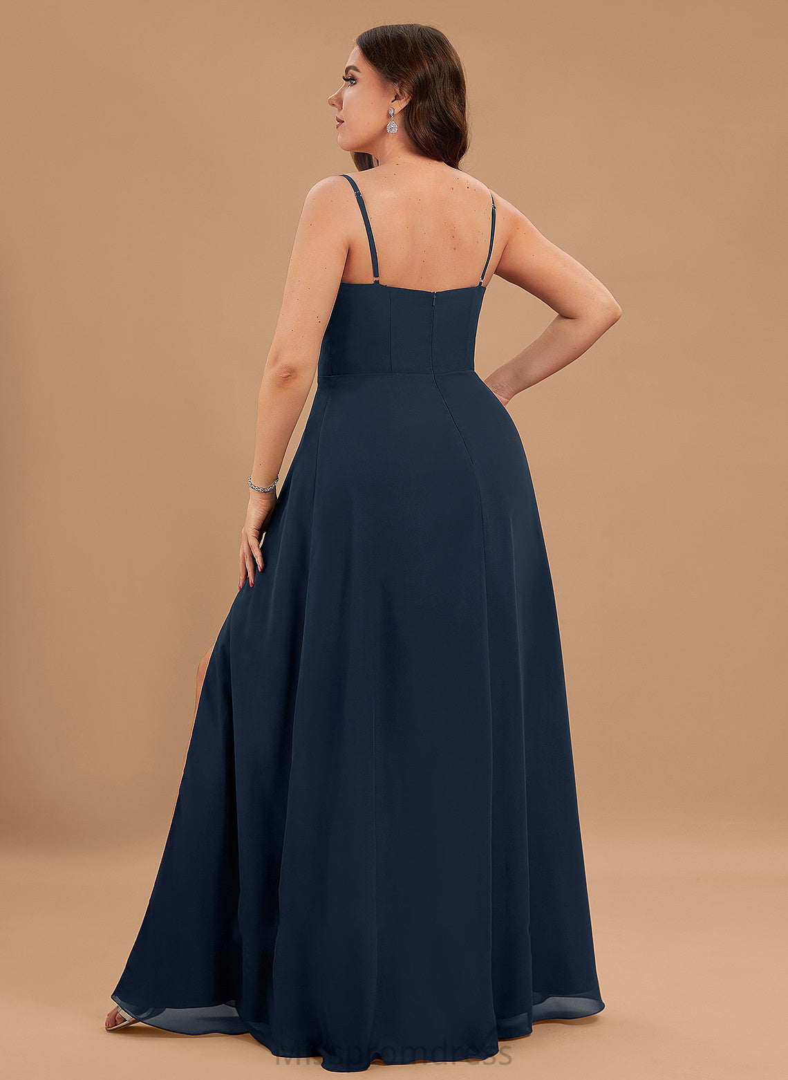 Square Neckline A-Line With Front Floor-Length Split Prom Dresses Chiffon Tricia