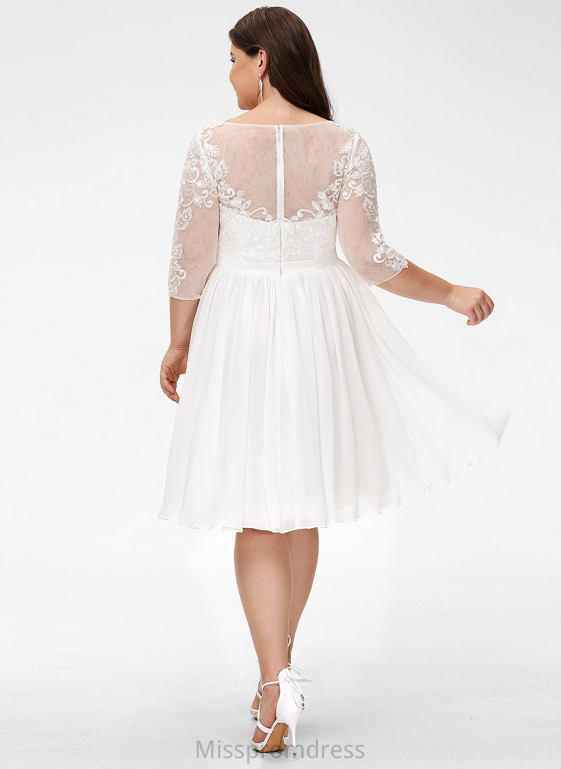 A-Line Wedding Dresses Wedding With Alexus Sequins Lace Dress Knee-Length Chiffon