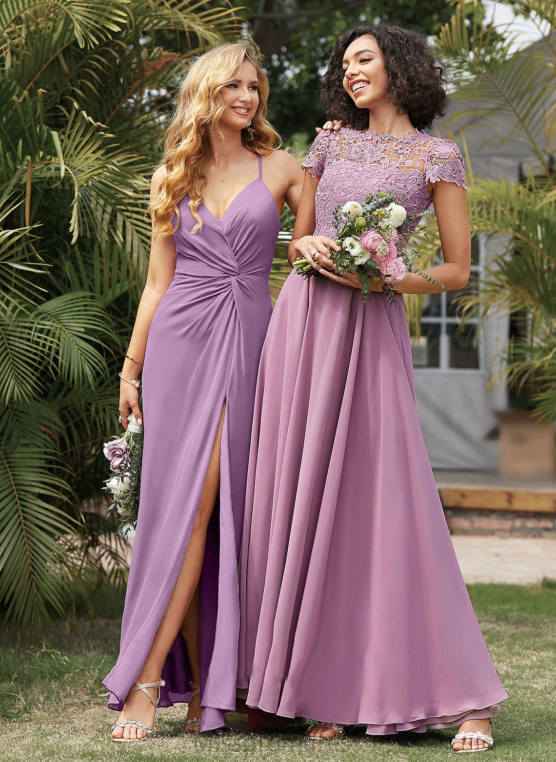 Prom Dresses Samara Scoop Pockets Chiffon Lace Neck With A-Line Floor-Length