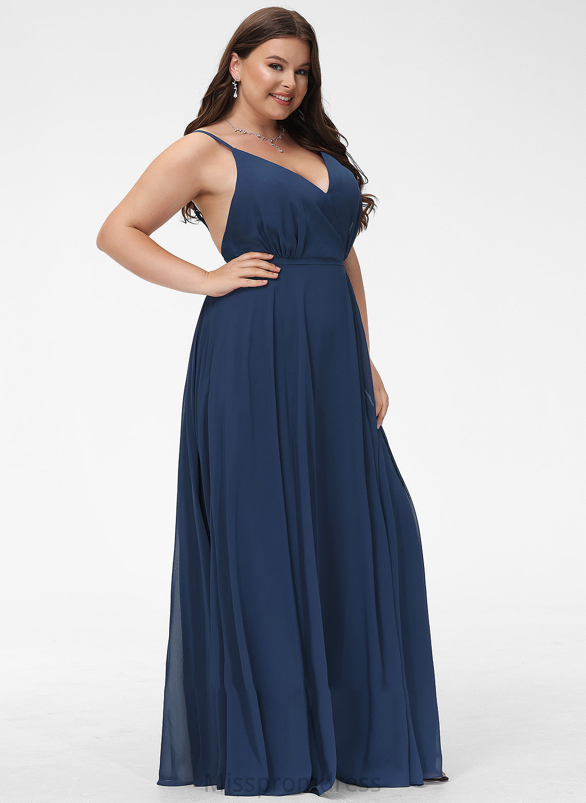 With Floor-Length A-Line Prom Dresses Ella Split V-neck Front